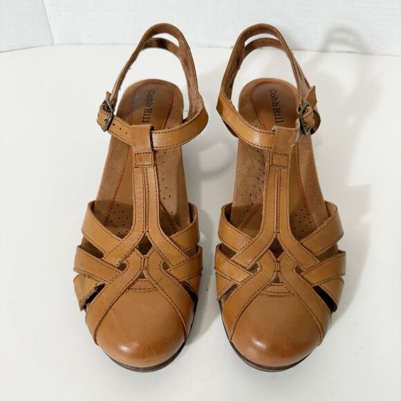 Cobb Hill Aubrey | eBay Rockport Cobb Hill Aubrey Women’s Tan Leather T Strap Comfort Sandal Size 9